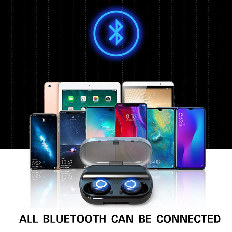 F9 Tai nghe không dây Bluetooth TWS 9D chất lượng âm thanh nổi trung thực Kiểm soát giảm tiếng ồn với micrô