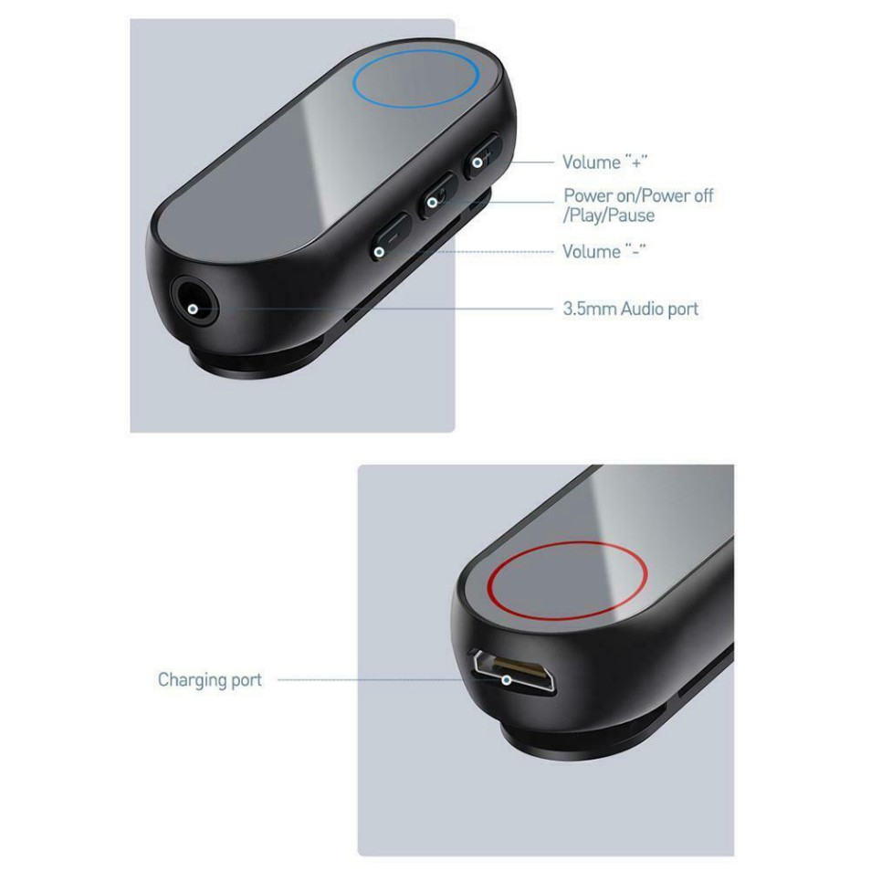Bộ adapter Baseus BA02 chuyển tai nghe có dây thành tai nghe không dây Bluetooth V5.0