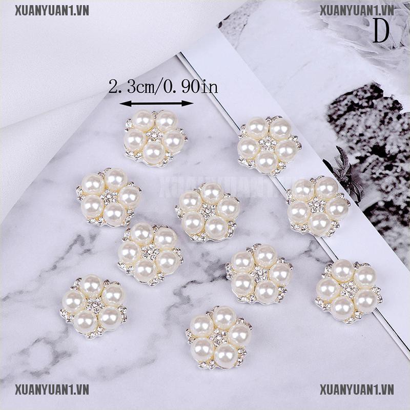 [XUANYUAN1] Set 10 Nút Trang Trí Mặt Phẳng Đính Đá Ngọc Trai