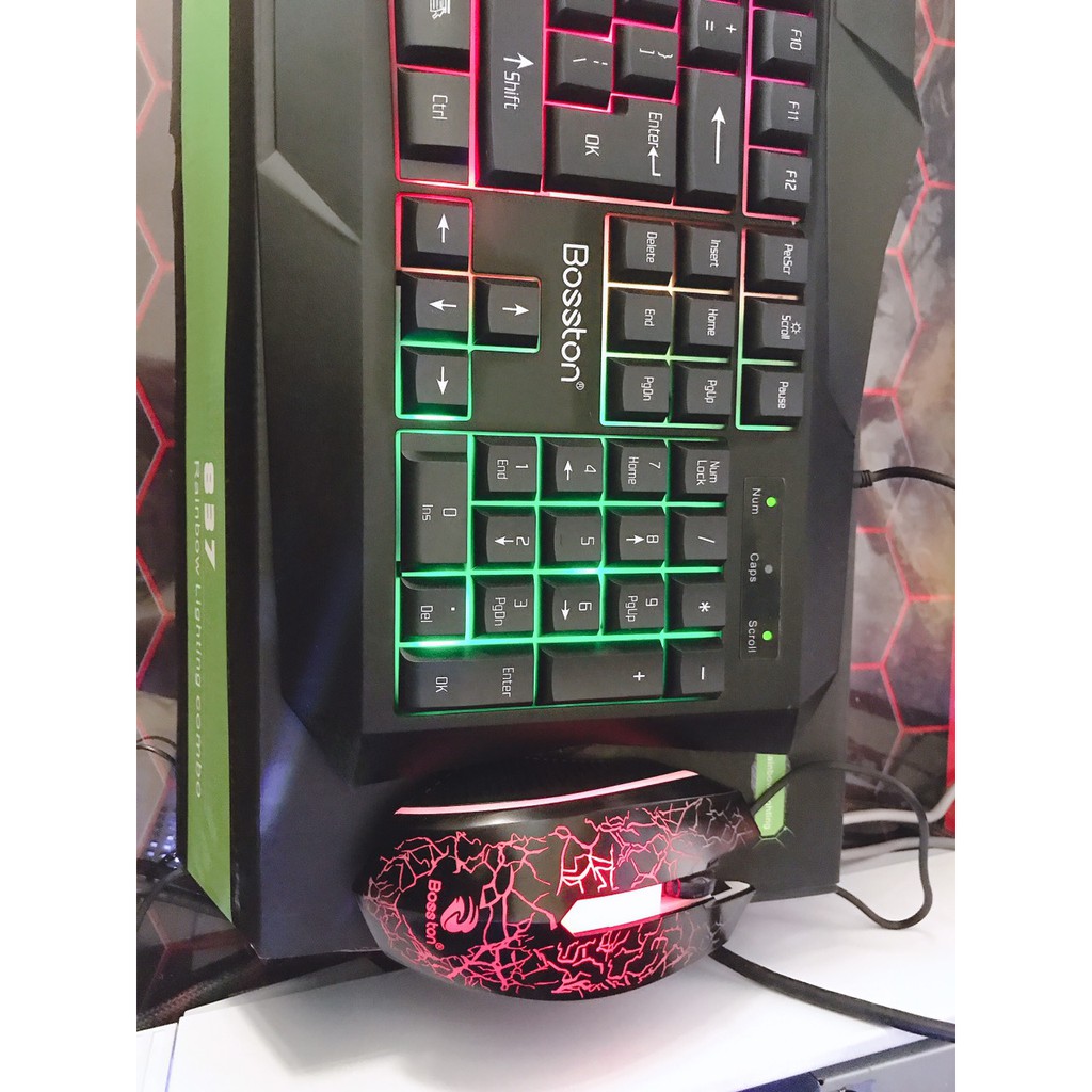 Bộ Phím chuột NEW Bosston 837 8350 Giả Cơ led new