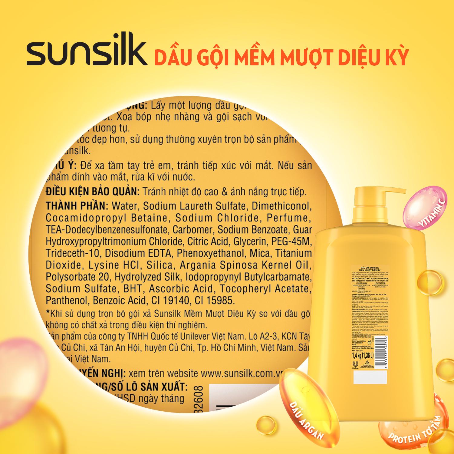 Dầu gội Sunsilk 1.4kg giúp tóc mềm mượt ngát hương với dưỡng chất thiên nhiên