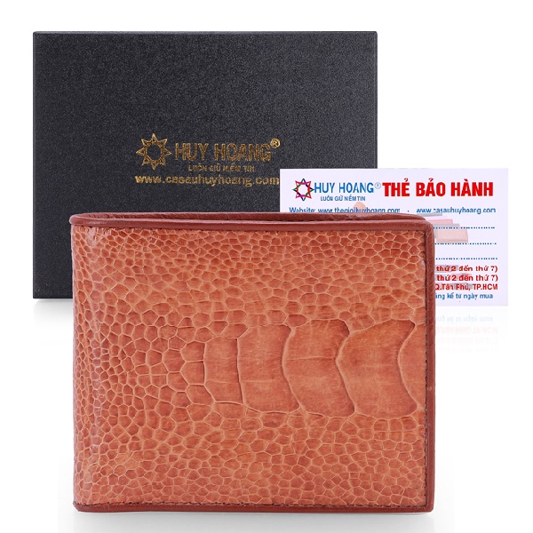 Ví nam da đà điểu nhiều loại màu vàng bò HP92423-25-29-62