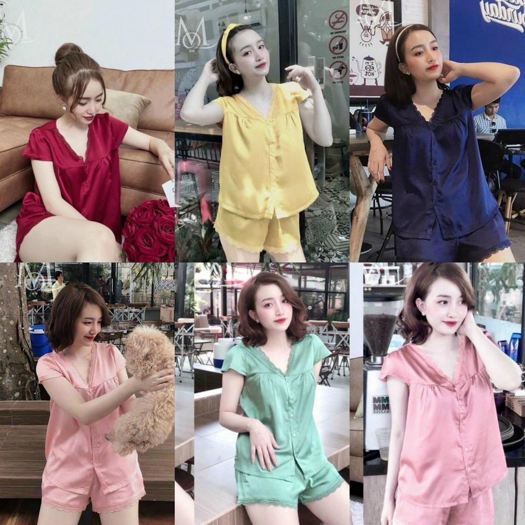 Đồ Mặc Nhà, Đồ Ngủ Mặc Nhà Chất Lụa Satin Màu Trơn, Full Màu Form Rộng Rãi Thoải Mái. dưới 58kg