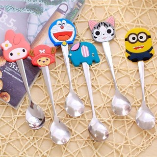 Thìa inox cán bọc silicon hình thú dễ thương