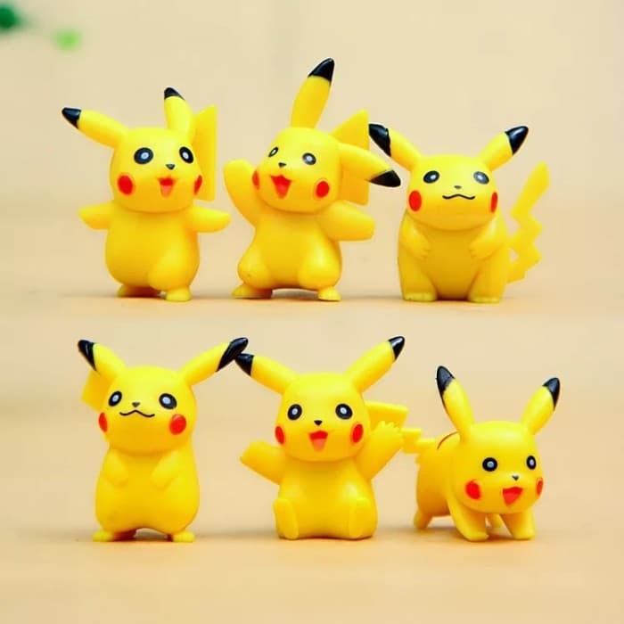 Set 6 Pikachu nhựa trang trí bánh kem, phụ kiện sinh nhật, đồ chơi cho bé, trưng bày