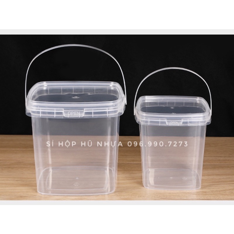 10 chiếc | Xô  1000ml  Dáng VUÔNG Có quai xách , xô đựng đồ lẩu, xô ăn vặt, xô đựng chè nóng chịu nhiệt