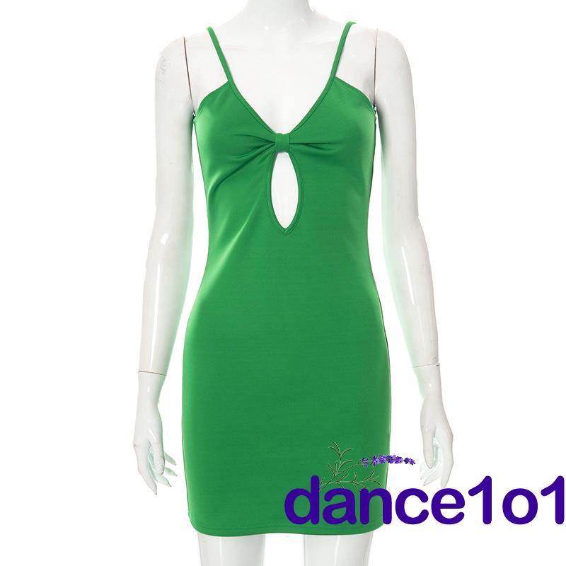 ✲Os✥Đầm Hở Lưng Khoét Ngực Sâu Màu Trơn Thiết Kế Hở Lưng Quyến Rũ Cho Nữ