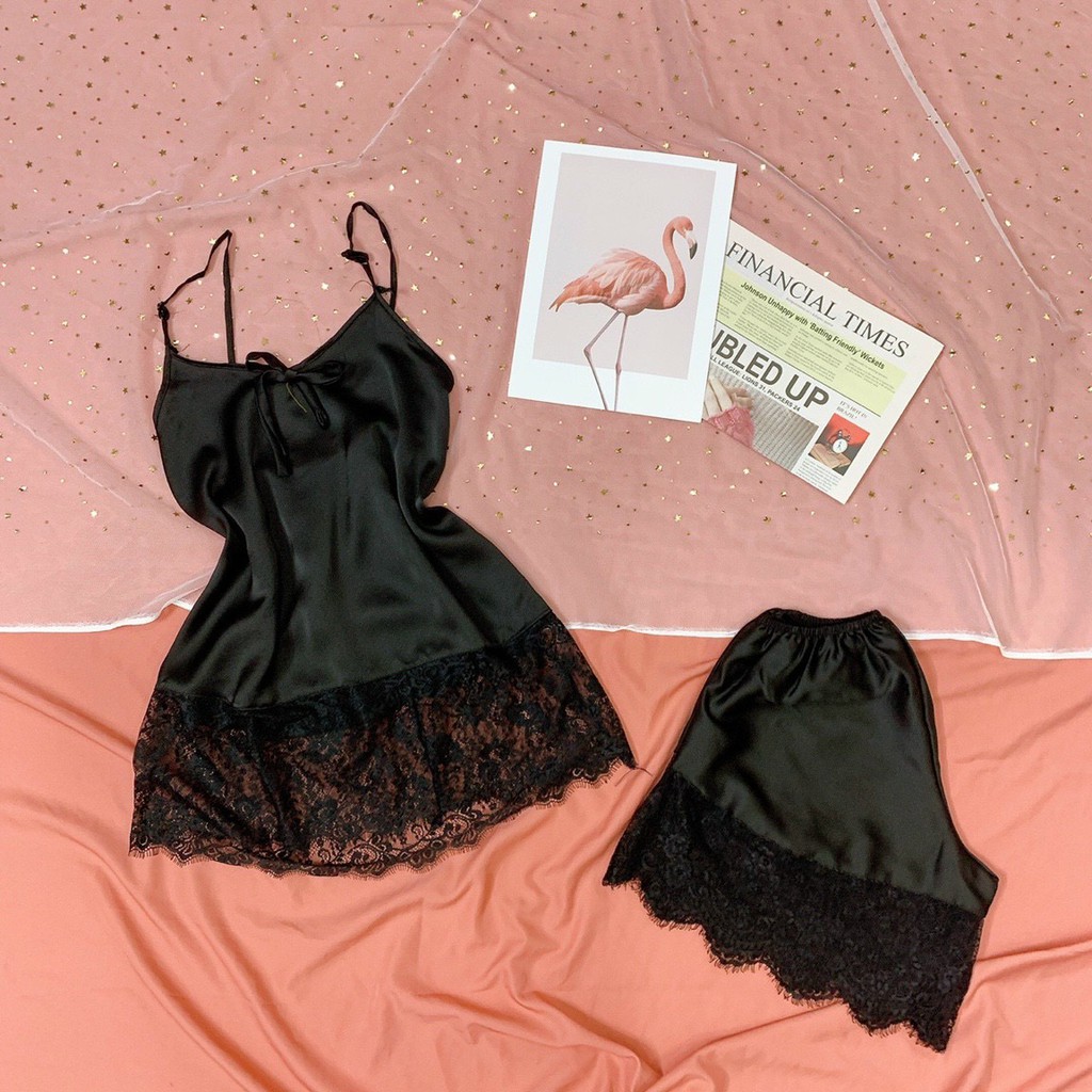 Đồ Ngủ Sexy 2 Dây Viền Ren Cực Sexy, Chất Liệu Satin Lụa Mềm Mịn, Đủ 7 Màu Cho Nàng Lựa Chọn [DN6] | BigBuy360 - bigbuy360.vn