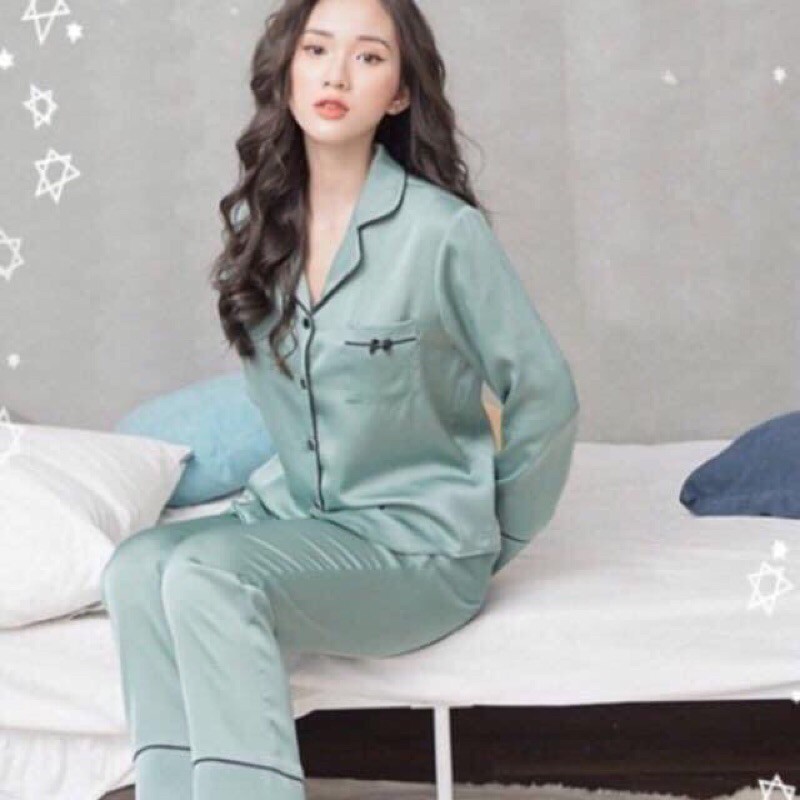 Bộ pizama lụa dài tay