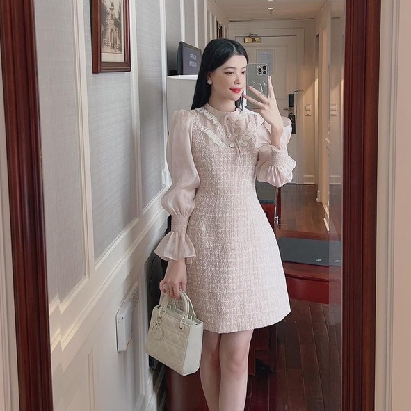 Váy dạ tweed tay bo công chúa Lily Mita