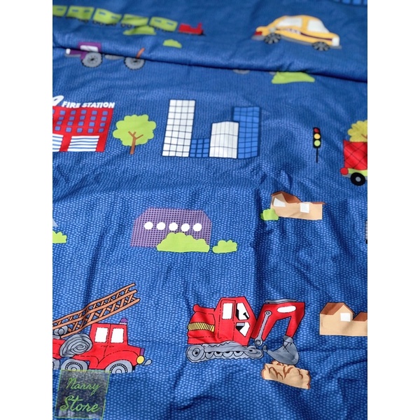 Vải cotton họa tiết xe ô tô may ga trải giường cho bé trai bé gái cực xinh