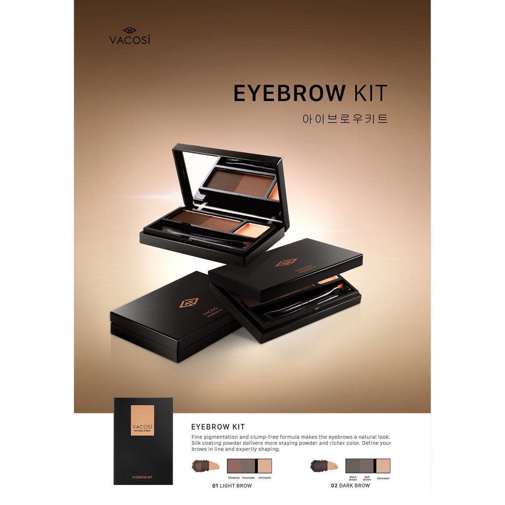 BỘ KIT VẼ MÀY: Bột Mày + Kem Che Khuyết Điểm -  VACOSI EYEBROW KIT POWDER + CONCEALER | BigBuy360 - bigbuy360.vn