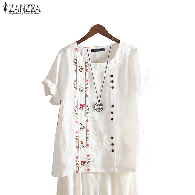 ZANZEA Áo ngắn tay ngắn tay size lớn thời trang mùa hè cho nữ | BigBuy360 - bigbuy360.vn