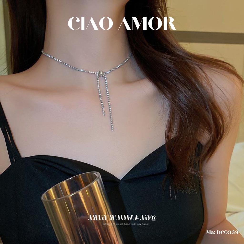 Choker đính đá, Chocker nữ, Dây chuyền đính đá dự tiệc dây mảnh thắt Trang sức Ciao Amor - DC0359