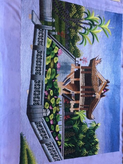 Tranh thêu tay phong cảnh Chùa Một Cột 35x50cm