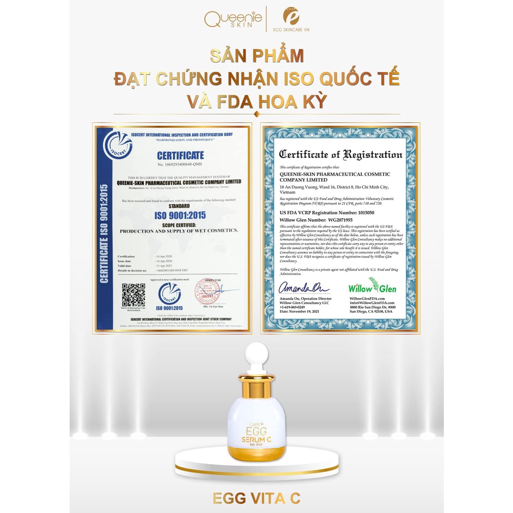 Serum EGG Vita C Ampoule 45ml- Serum vitamin C Egg Skin Care Chính hãng