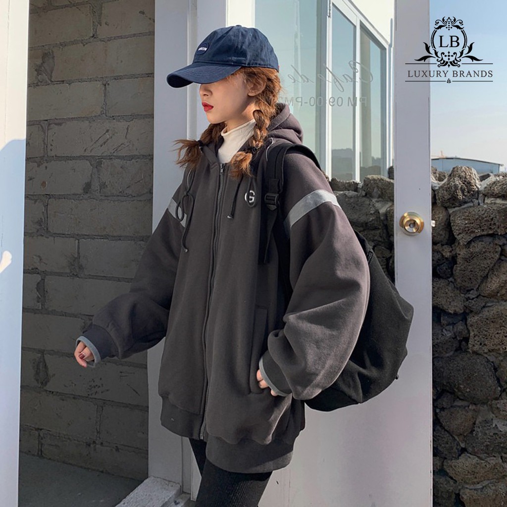 [CÓ SẴN] Áo khoác lót nỉ bông da cá bóng chày nữ form rộng dày dặn dài tay có mũ dây kéo rút ulzzang Hàn Quốc | BigBuy360 - bigbuy360.vn