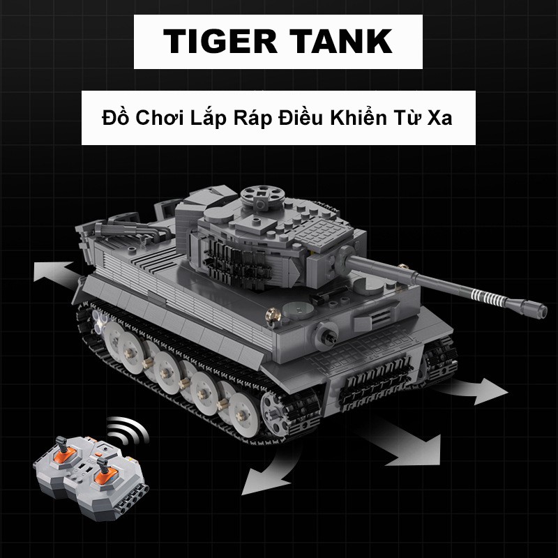 Đồ Chơi Lắp Ráp Kiểu LEGO ARMY Mô Hình Xe Tăng Điều Khiển RC TIGER TANK CaDA C61071 Với 925 Mảnh Ghép - Động Cơ Pin Sạc