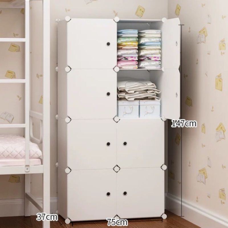 Tủ nhựa ghép 8 ô size lớn sâu 47 cm