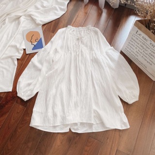 ĐẦM DOLL TRẮNG CỔ BÈO TAY BÍ