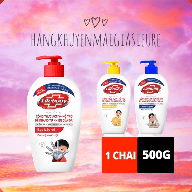 Nước rửa tay Lifebuoy bảo vệ vượt trội/ bảo vệ da/ làm bếp 500G