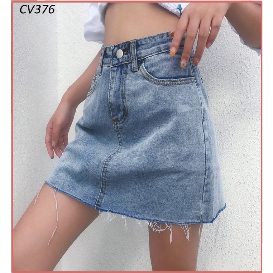 Chân Váy Jean Dáng A Trơn CV376