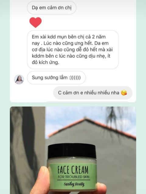 Kem dưỡng da mụn/nhạy cảm Face Cream handmade (Sunday Beauty)