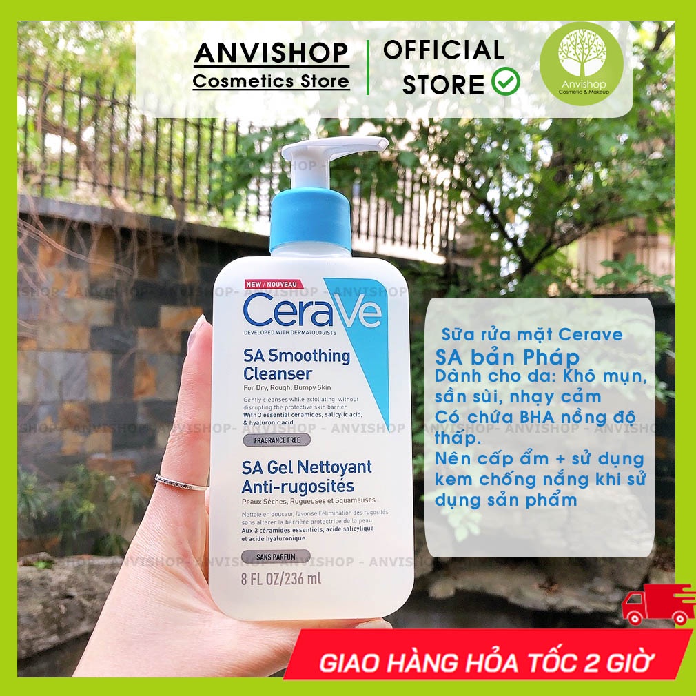 Sữa rửa mặt CeraVe Renewing SA Cleanser dịu nhẹ 237ML / 473ML ANVISHOP (bill mỹ)