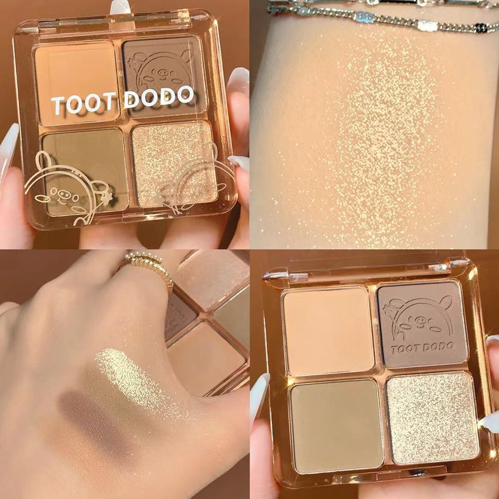 Bảng Phấn Mắt 4 Màu Sắc Tông Lì/Lấp Lánh Trang Điểm Mặt