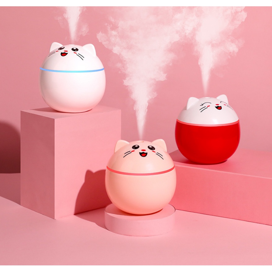Máy phun sương tạo độ ẩm không khí mini hình mèo kèm đèn ngủ