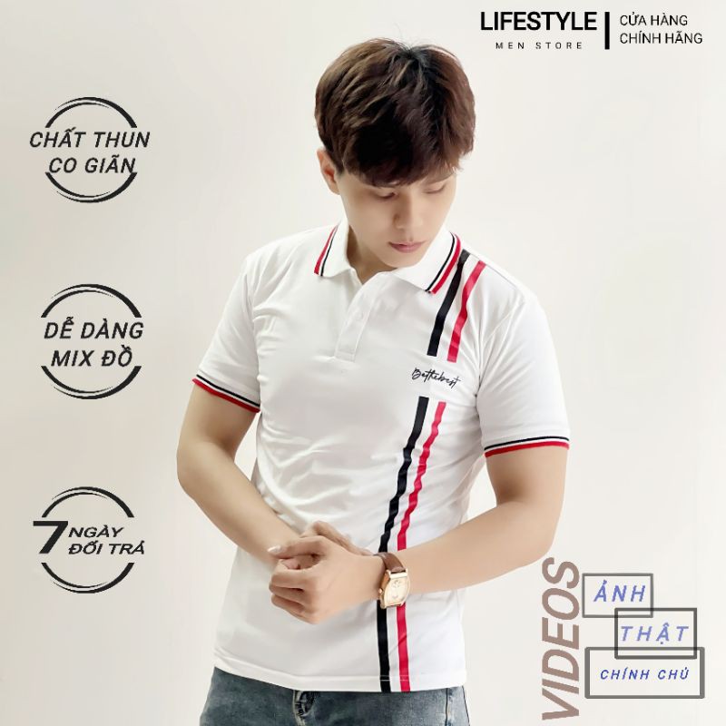 Áo phông nam tay ngắn cổ trụ chất cotton hút mồ hôi phù hợp đi chơi đi dạo đi tiệc