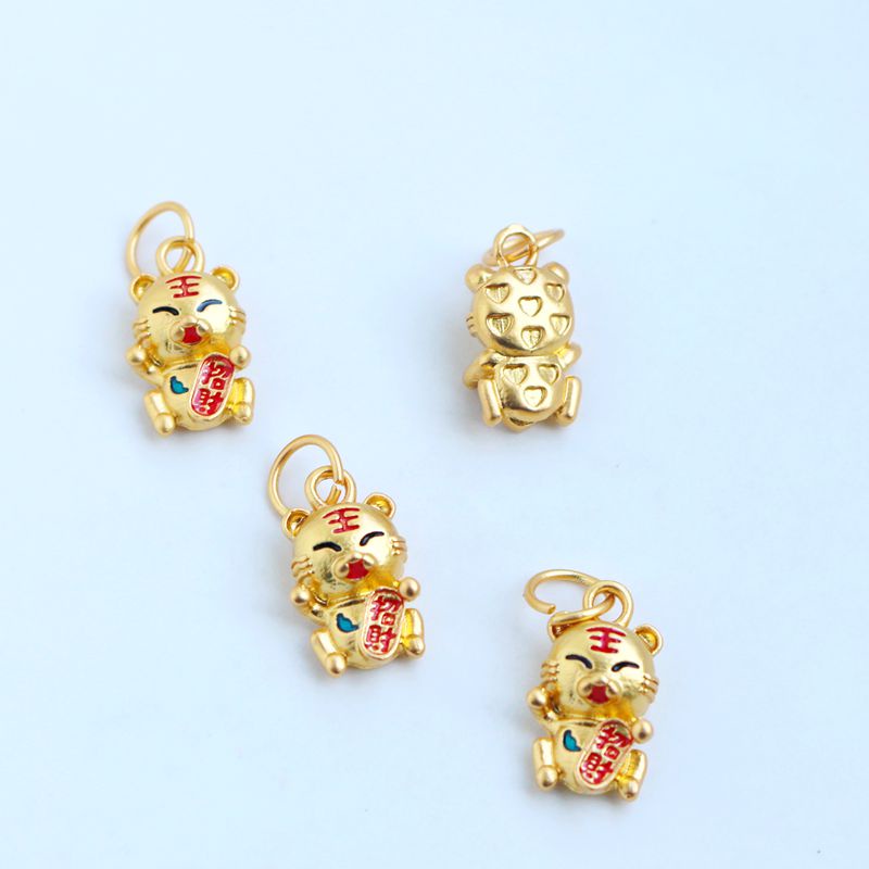 Mặt Dây Chuyền/Vòng Tay/Dây Chuyền Hình Hổ May Mắn Màu Vàng 18k diy