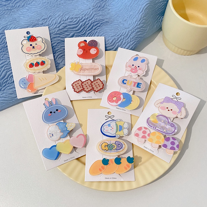Set 3 kẹp tóc hoạt hình xinh xắn 2021