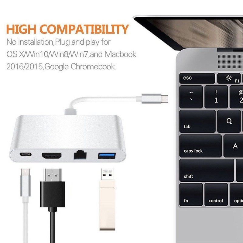 [Mã 155ELSALE giảm 7% đơn 300K] Cáp Chuyển Đổi USB Type C Sang HDMI, Hub USB Và Cổng Lan