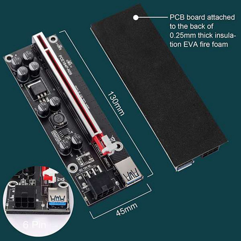 Card chuyển đổi Ver009S Plus Pcie Riser Ver 009s Sata 15 Pin sang 6 Pin