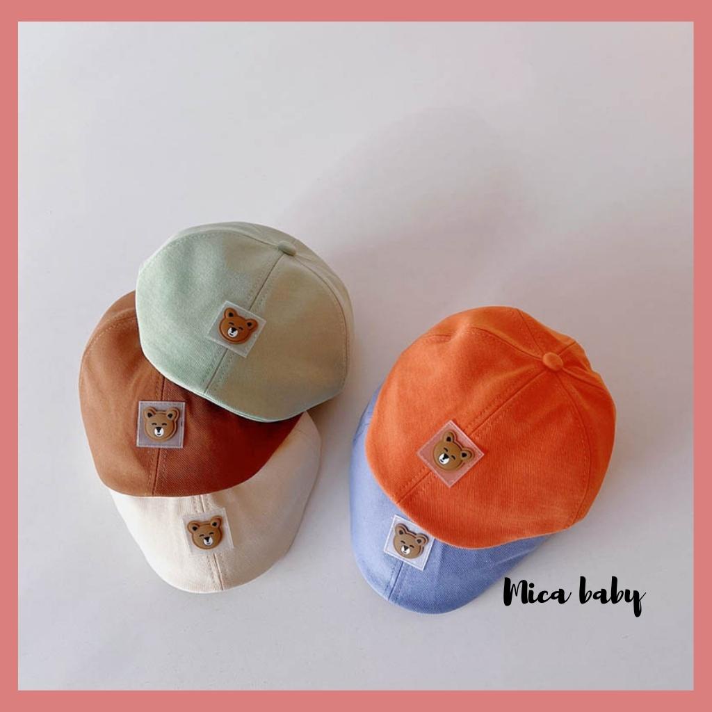 Mũ bere chất liệu kaki đính hình cún dễ thương cho bé MH174 Mica baby