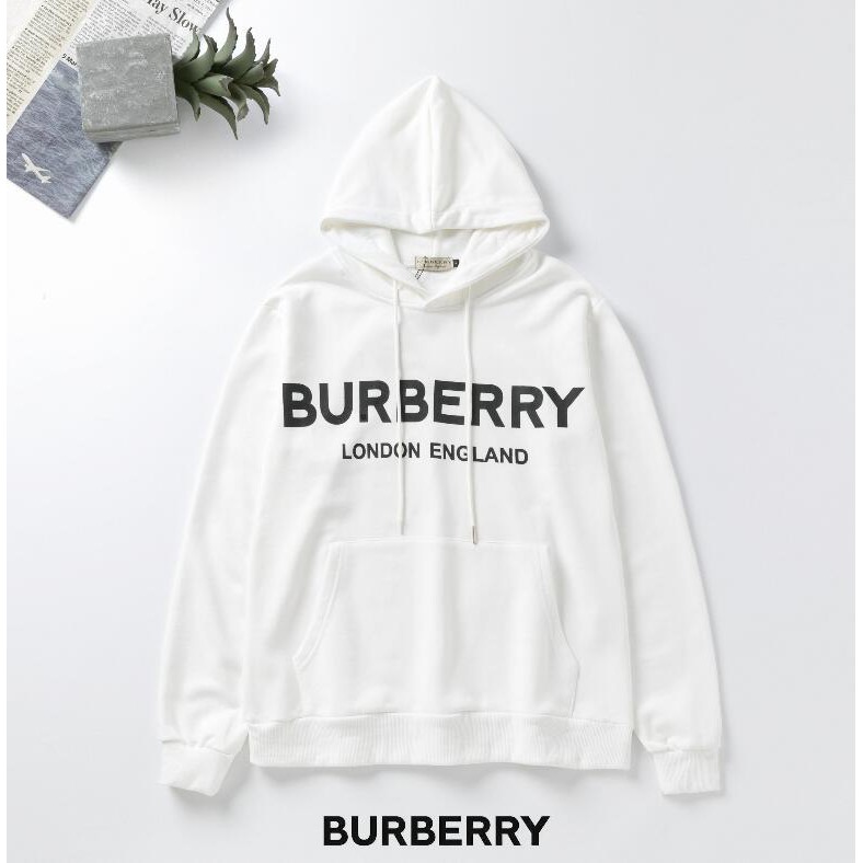 Áo hoodie cotton in chữ Burberry thời trang cho nam và nữ