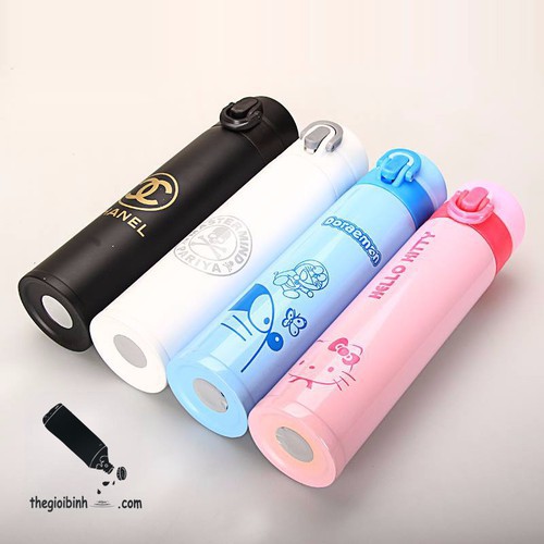 **RẺ NHẤT SHOPEE **BÌNH GIỮ NHIỆT NẮP BẬT HÌNH DOREMON, HELLO KITTY 500ML CUTE