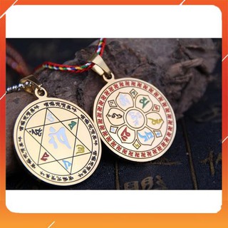 Mặt dây chuyền khắc chú Om Mani Padme Hum 6 màu