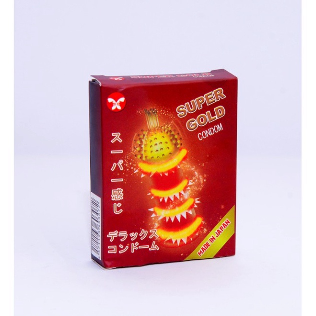 Bao Cao Su Super Gold Gân-Gai-Râu- Bi Siêu Lớn Hộp 2 Cái. Dòng Bcs Khiến Nàng Phát Đ .i.ê.n
