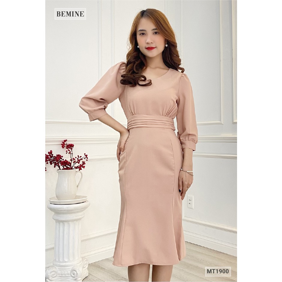 Đầm tay lỡ đuôi cá cột eo BEMINE MT1900NAU | BigBuy360 - bigbuy360.vn