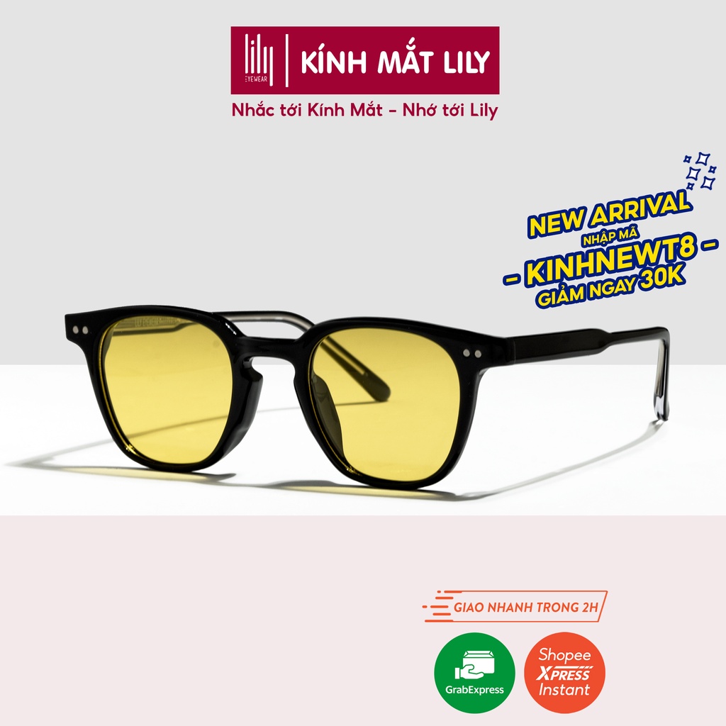 Kính mát mắt vuông nam nữ LILYEYEWEAR chất liệu nhựa cứng cáp chắc chắn chống tia UV400 kiểu dáng thời trang p2113