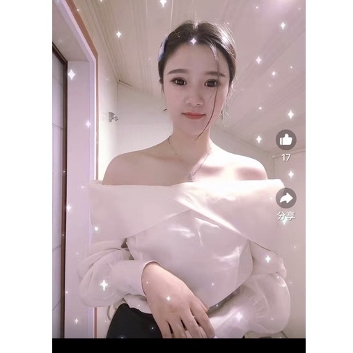 Áo trễ vai tiểu thư màu be hàng quảng châu