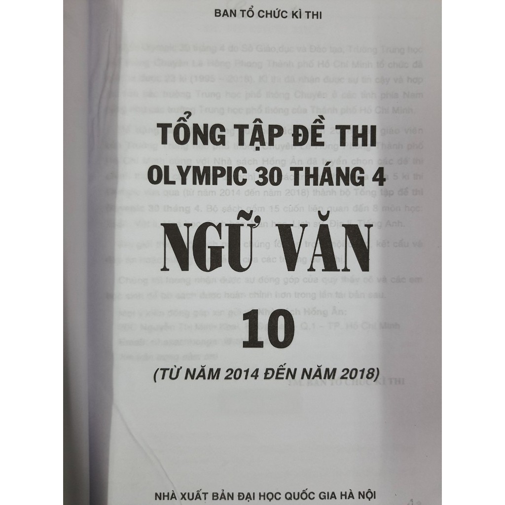 Sách - Tổng tập Đề thi olympic 30 tháng 4 Ngữ Văn 10 ( 2014 - 2018 )