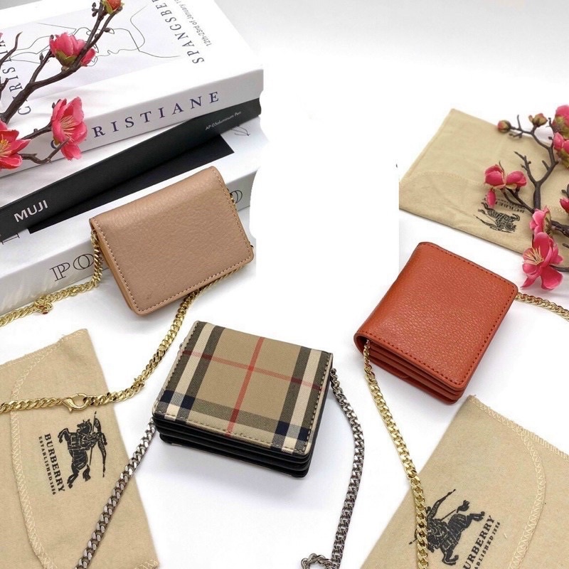 TNS-Ví card đeo chéo mini Bubery card case with chain-caro vintage