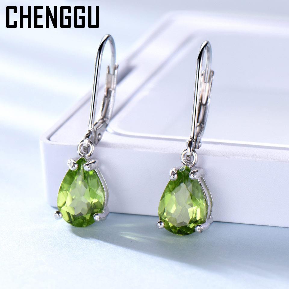 925 Sterling Silver Natural Peridot Drop Earrings Designer Fine Jewelry Green Gemstone Long Earrings For Women Special Gift|Drop Earrings|