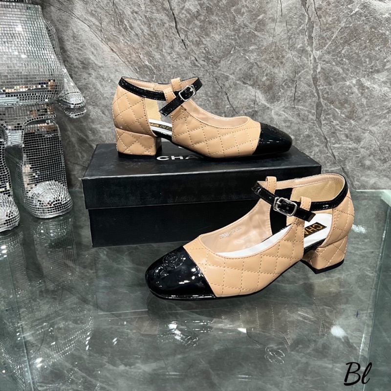 Sandal da trần chỉ mũi bóng hàng mới fullbox gót vuông 5cm