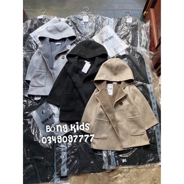 Áo Coat Dạ Ép Hoodie Bé Gái Túi Trước MG