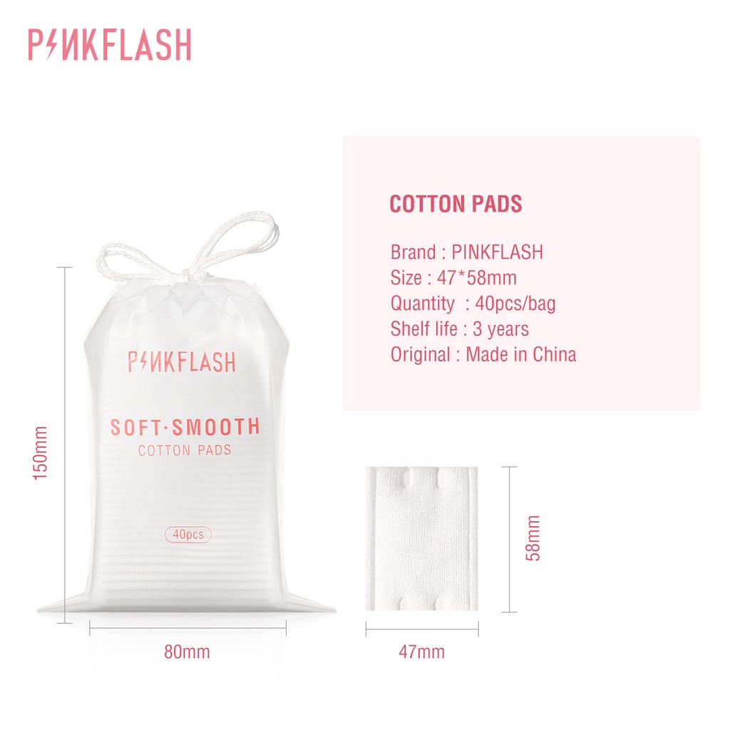Bông tẩy trang PINKFLASH 100% Cotton kết cấu tự nhiên mềm mịn