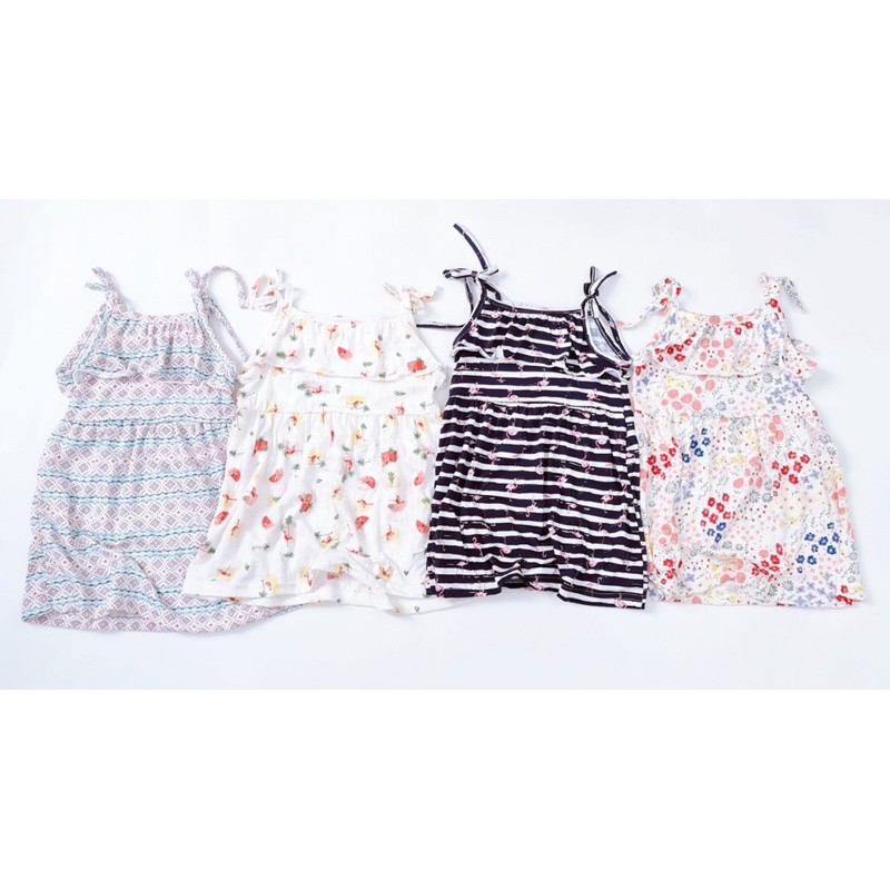 Váy maxi 2 dây bèo ngực bé gái chất cotton mát